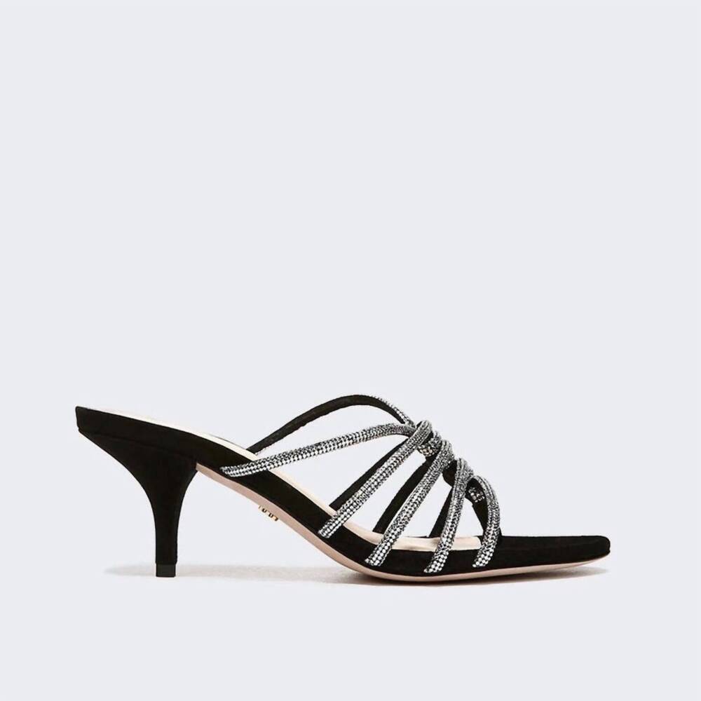 NEW VERONICA BEARD women's gaffney crystal suede sandal in black